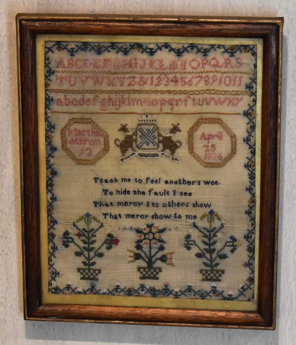 Charming small Georgian needlework sampler  View II
