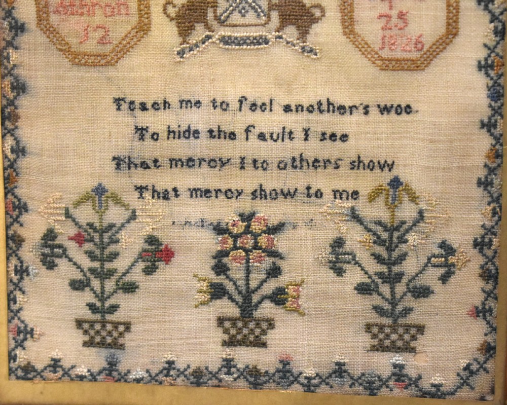 Charming small Georgian needlework sampler  View III