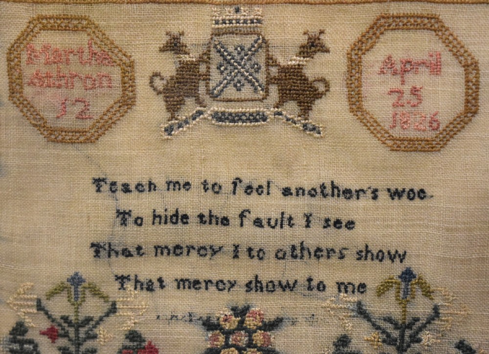 Charming small Georgian needlework sampler  View IV