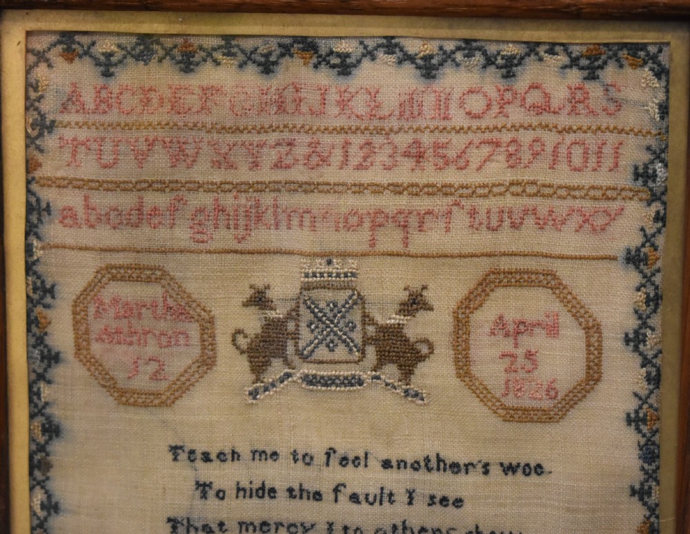 Charming small Georgian needlework sampler  View V