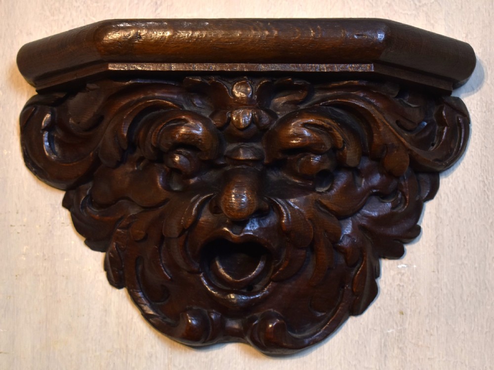 Pair of Gothic Revival oak wall brackets View V