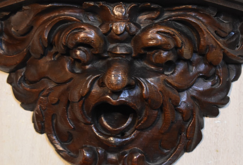 Pair of Gothic Revival oak wall brackets View VI