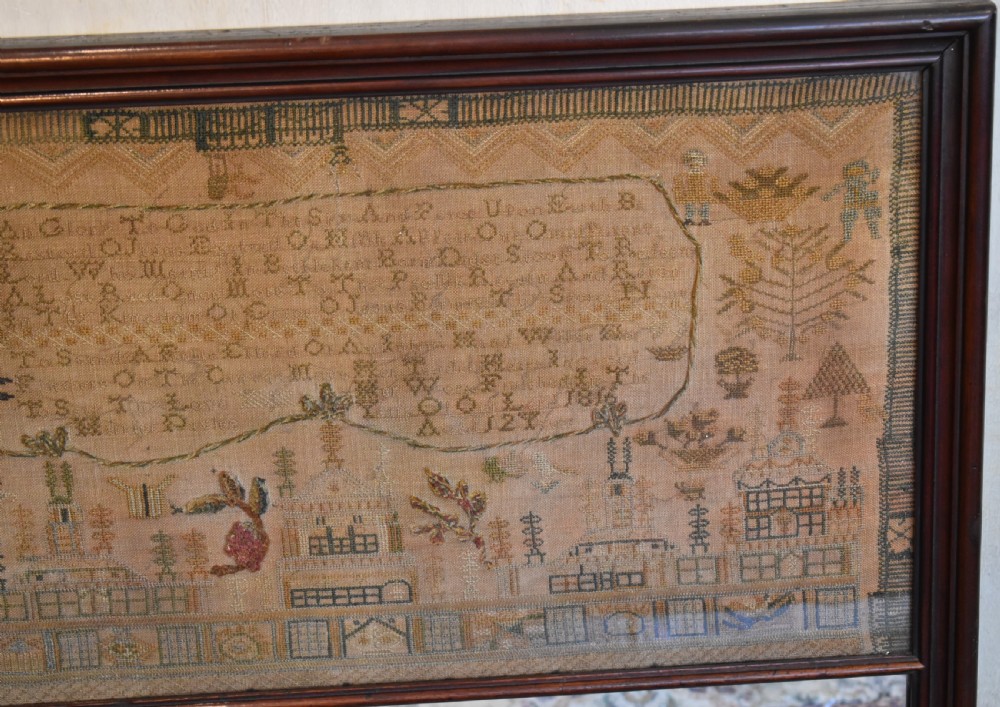 Unusual Georgian sampler with mirror View IV