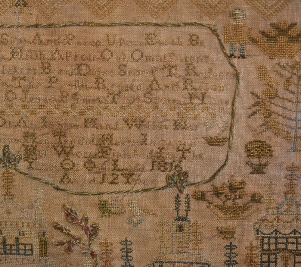 Unusual Georgian sampler with mirror View V