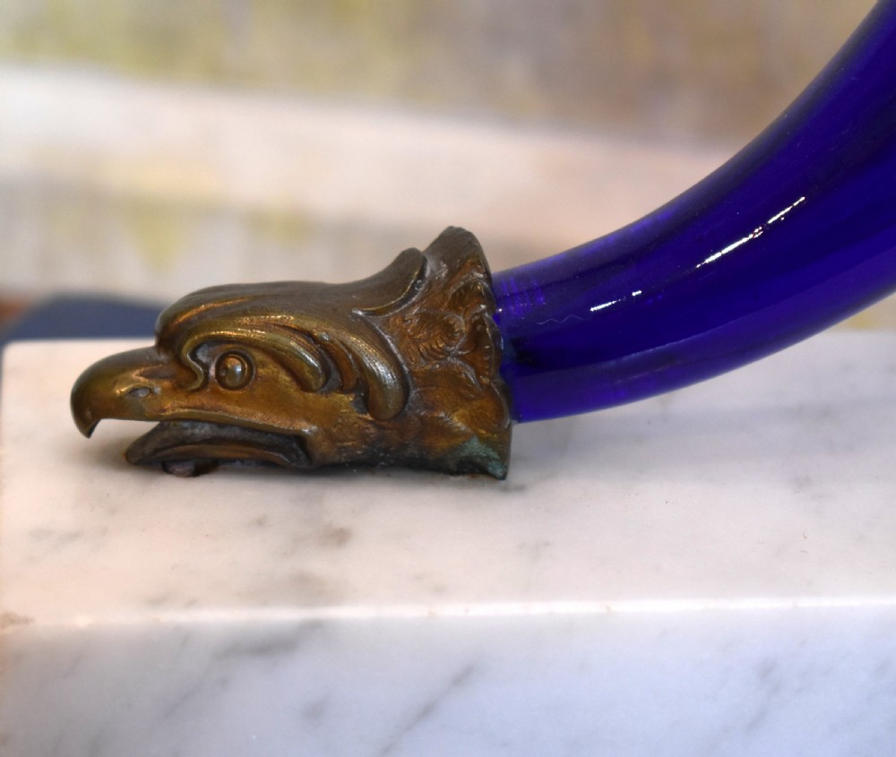 Colbalt blue glass cornucopia vase View II