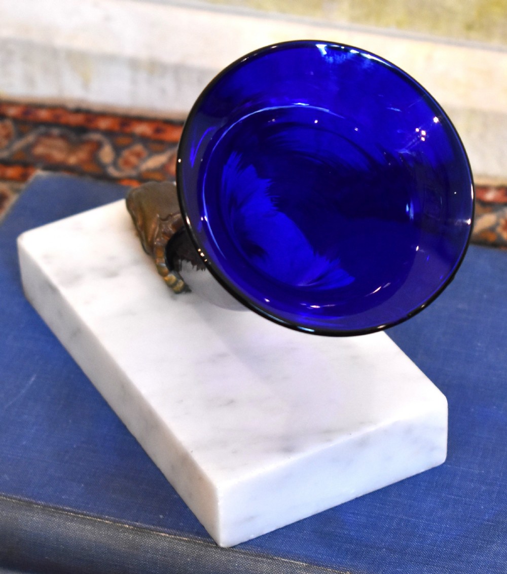 Colbalt blue glass cornucopia vase View III
