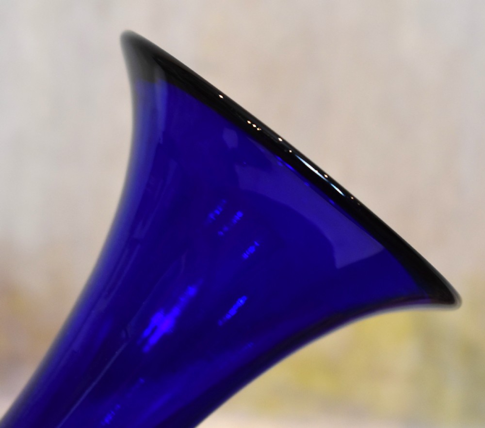 Colbalt blue glass cornucopia vase View IV