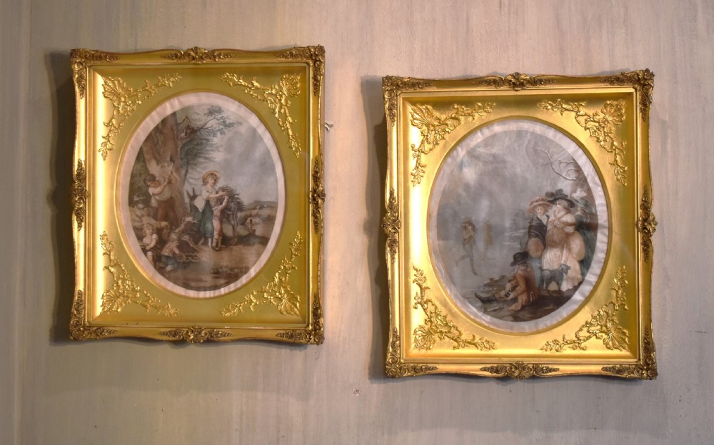Pair of prints with superb gilt frames