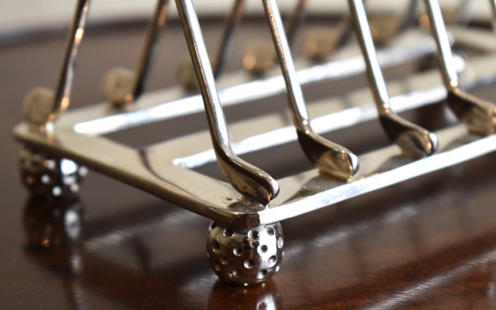 Art Deco golf design silver plate toast rack View IV