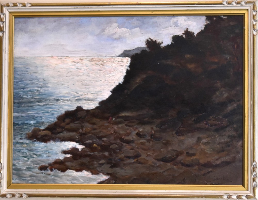 Coastal scene oil painting by G Bartoli View VI