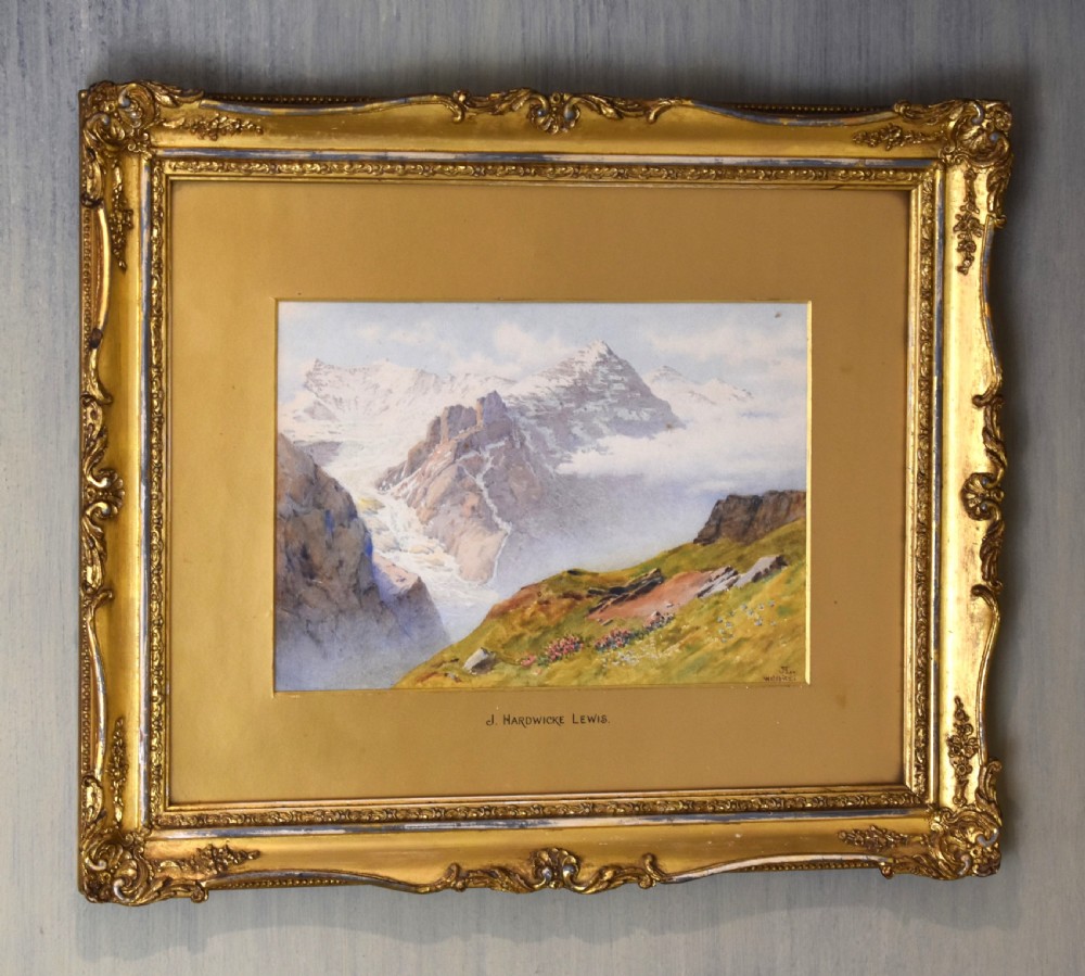 Pair of Alpine landscape watercolours by John Harwicke Lewis View III