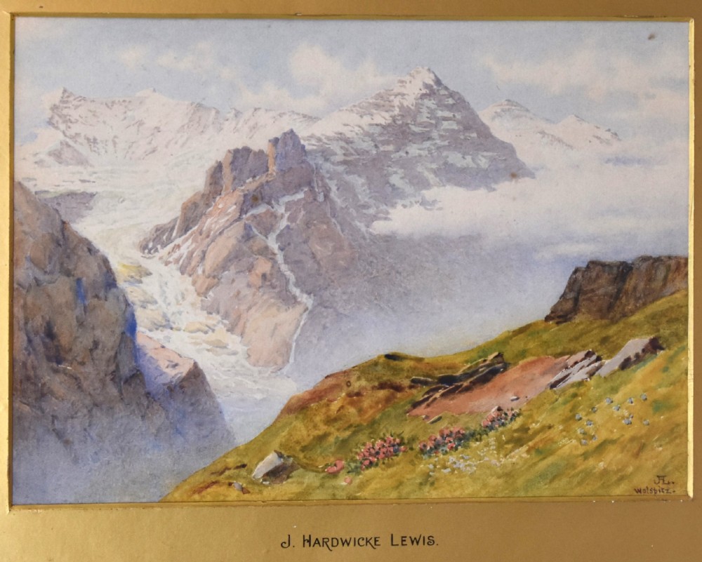 Pair of Alpine landscape watercolours by John Harwicke Lewis View IV