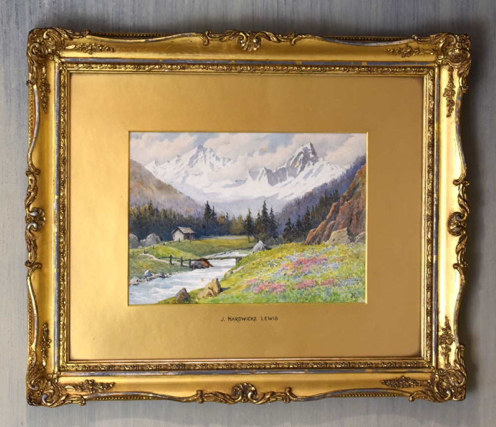 Pair of Alpine landscape watercolours by John Harwicke Lewis View V