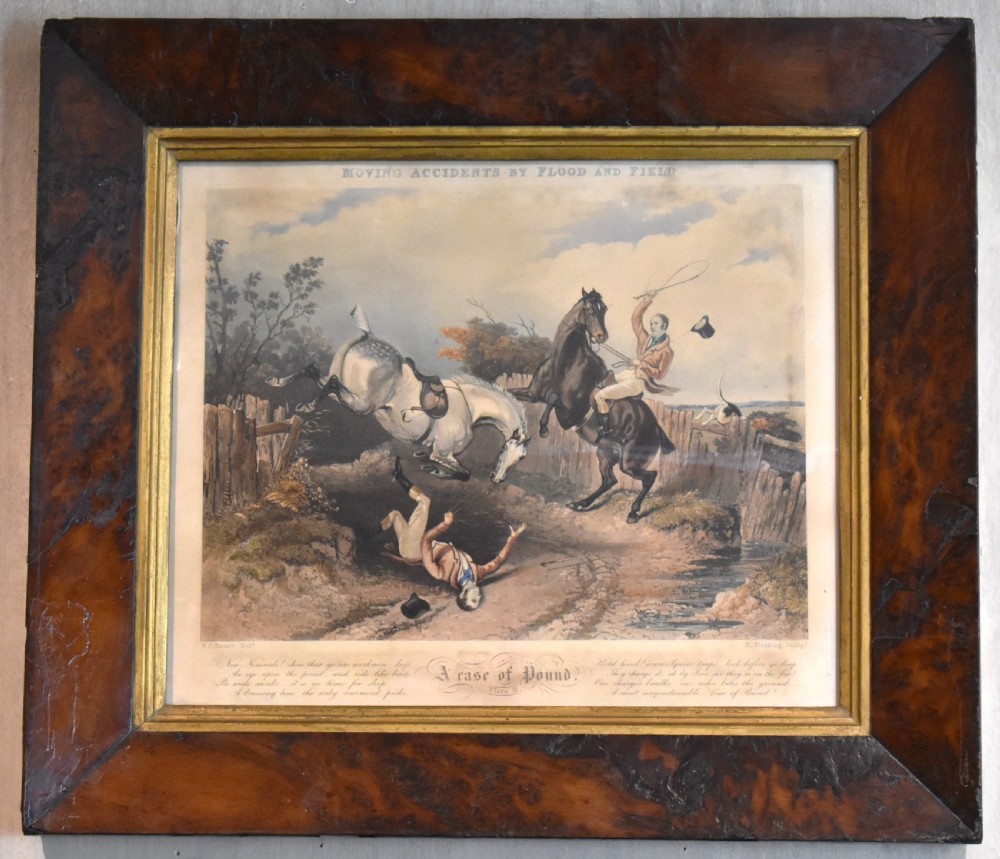 Set of four Regency hunting prints in burr yew frames View VII