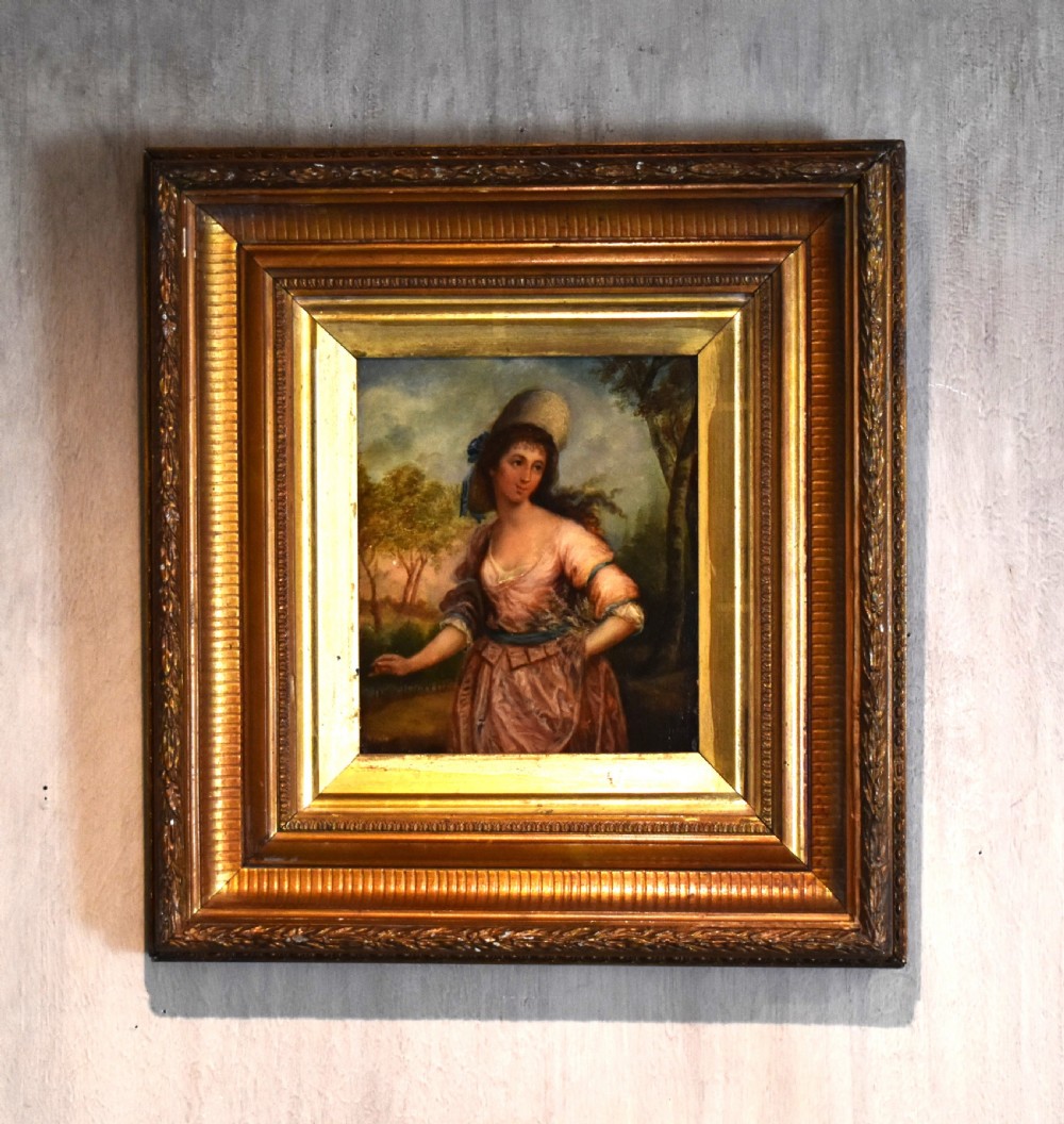 Small Georgian oil painting of a lady