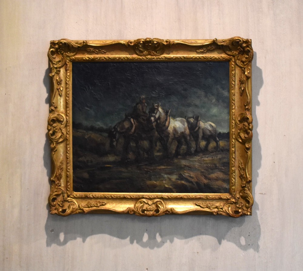 Oil painting of work horses by Margaret Theyre