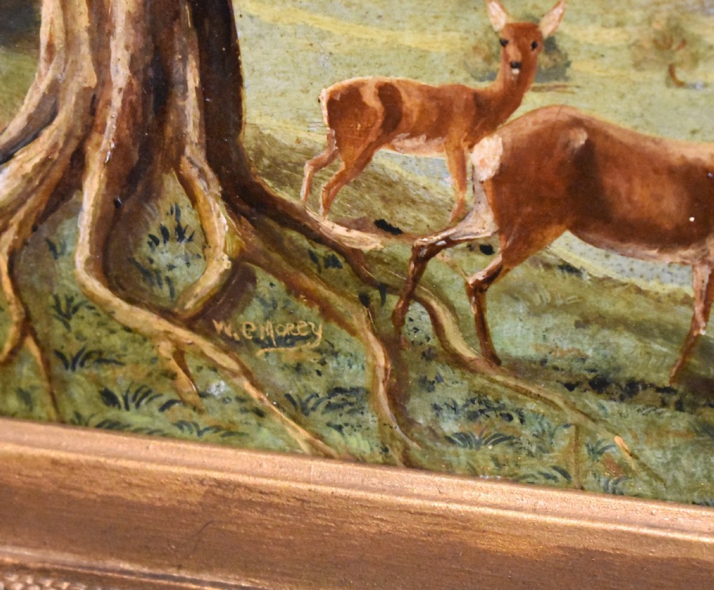 Oil painting of a country house landscape with deer View V