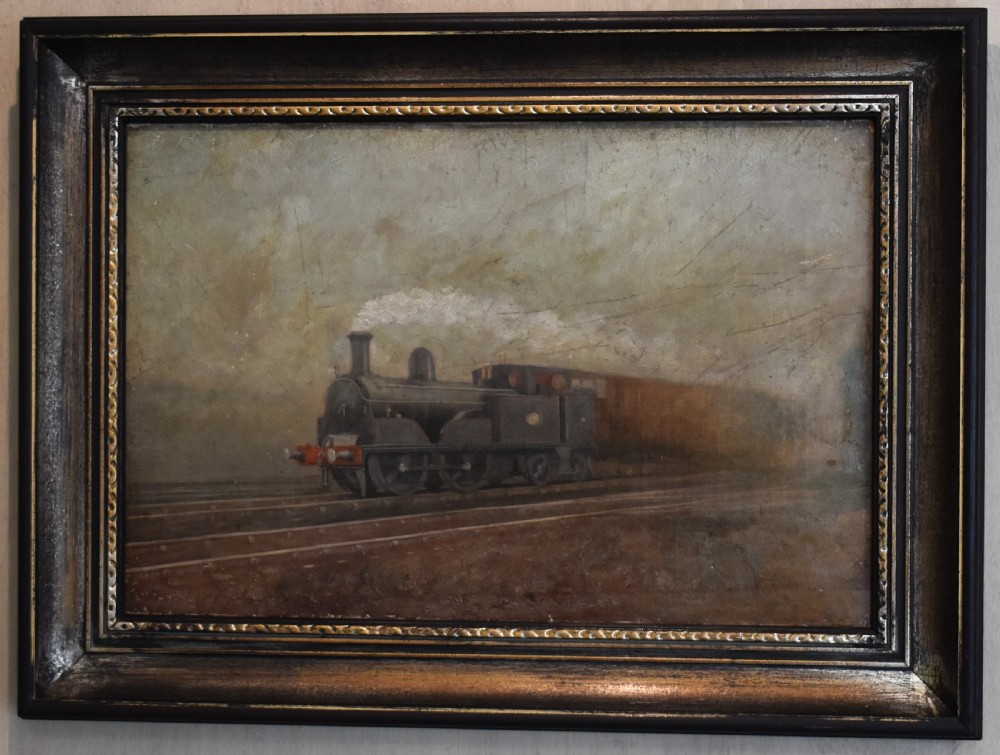 Victorian oil painting of a train View II