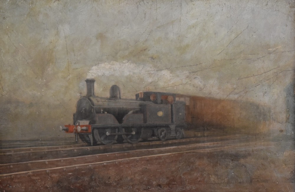 Victorian oil painting of a train View IV