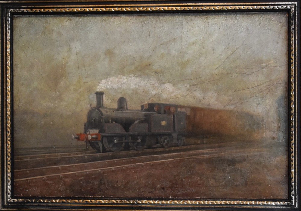 Victorian oil painting of a train View V
