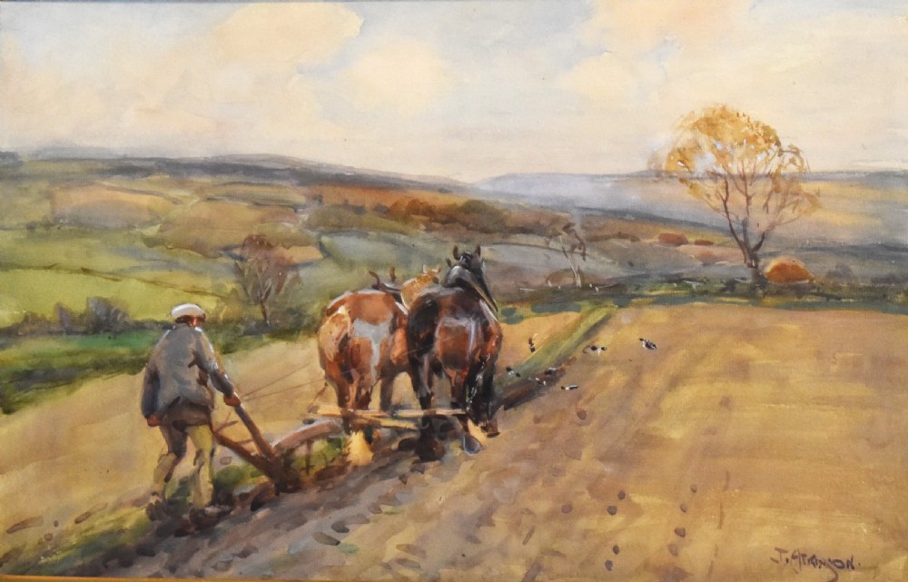 Ploughing watercolour by John Atkinson 1863-1924 View II