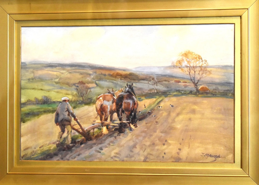 Ploughing watercolour by John Atkinson 1863-1924 View VI