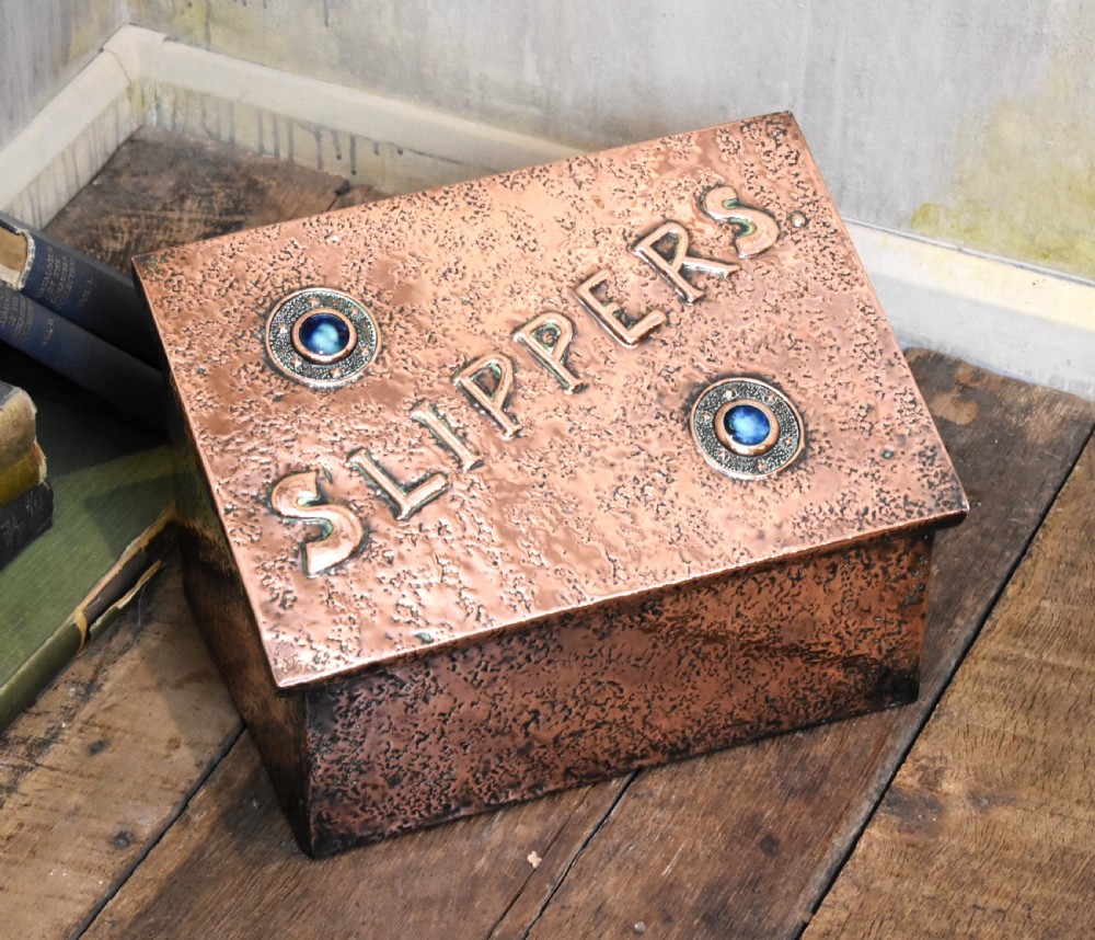 Arts and Crafts copper slipper box