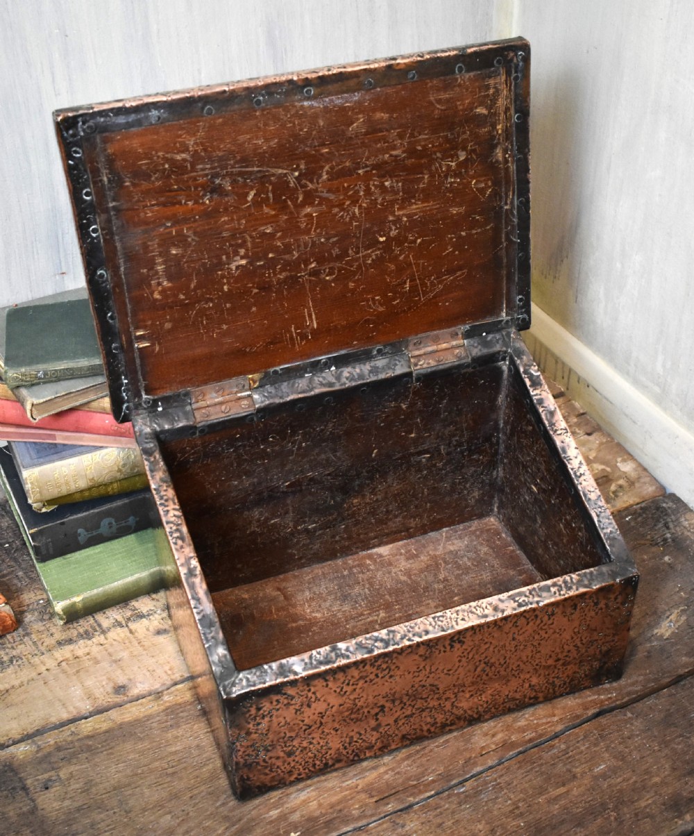 Arts and Crafts copper slipper box View V