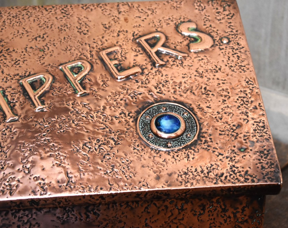 Arts and Crafts copper slipper box View VI