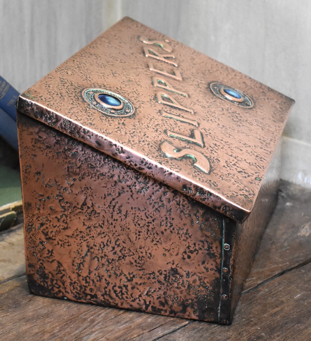 Arts and Crafts copper slipper box View VII