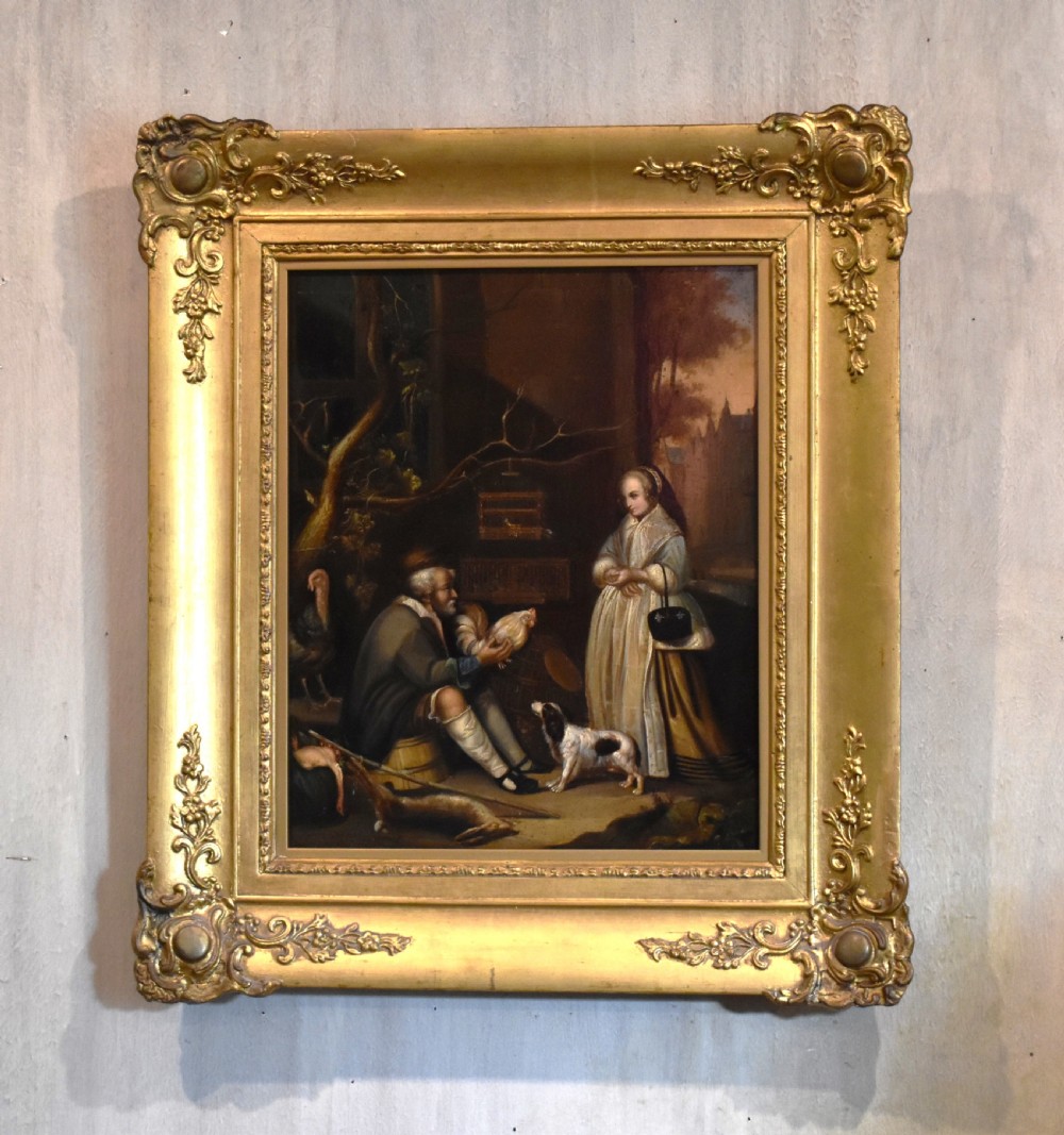 The poultry seller oil painting after Metsu
