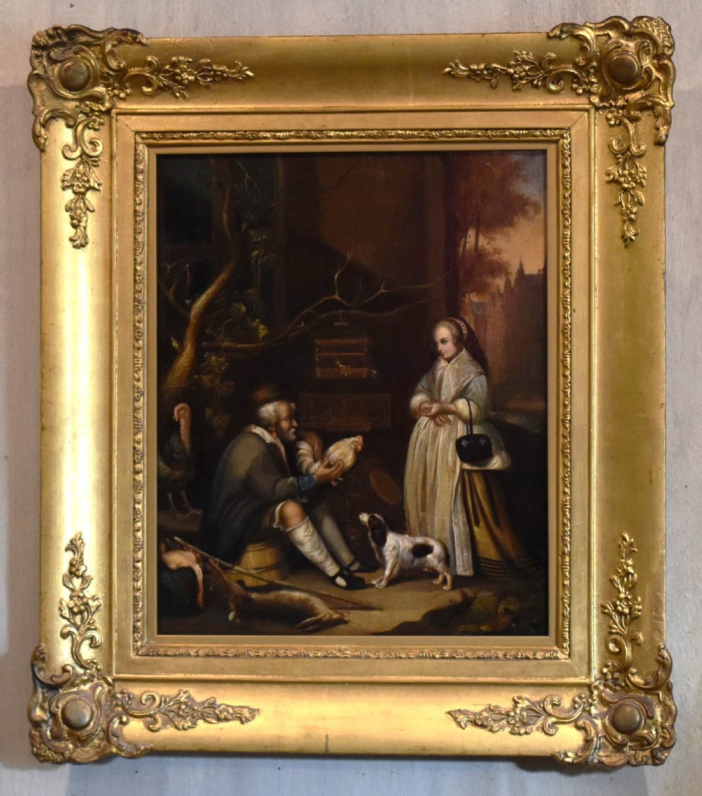 The poultry seller oil painting after Metsu View II