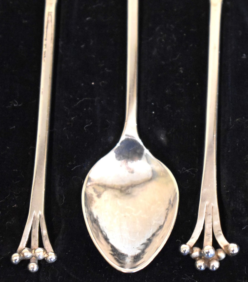 Set of six solid silver Scottish Arts and Crafts coffee spoons View IV