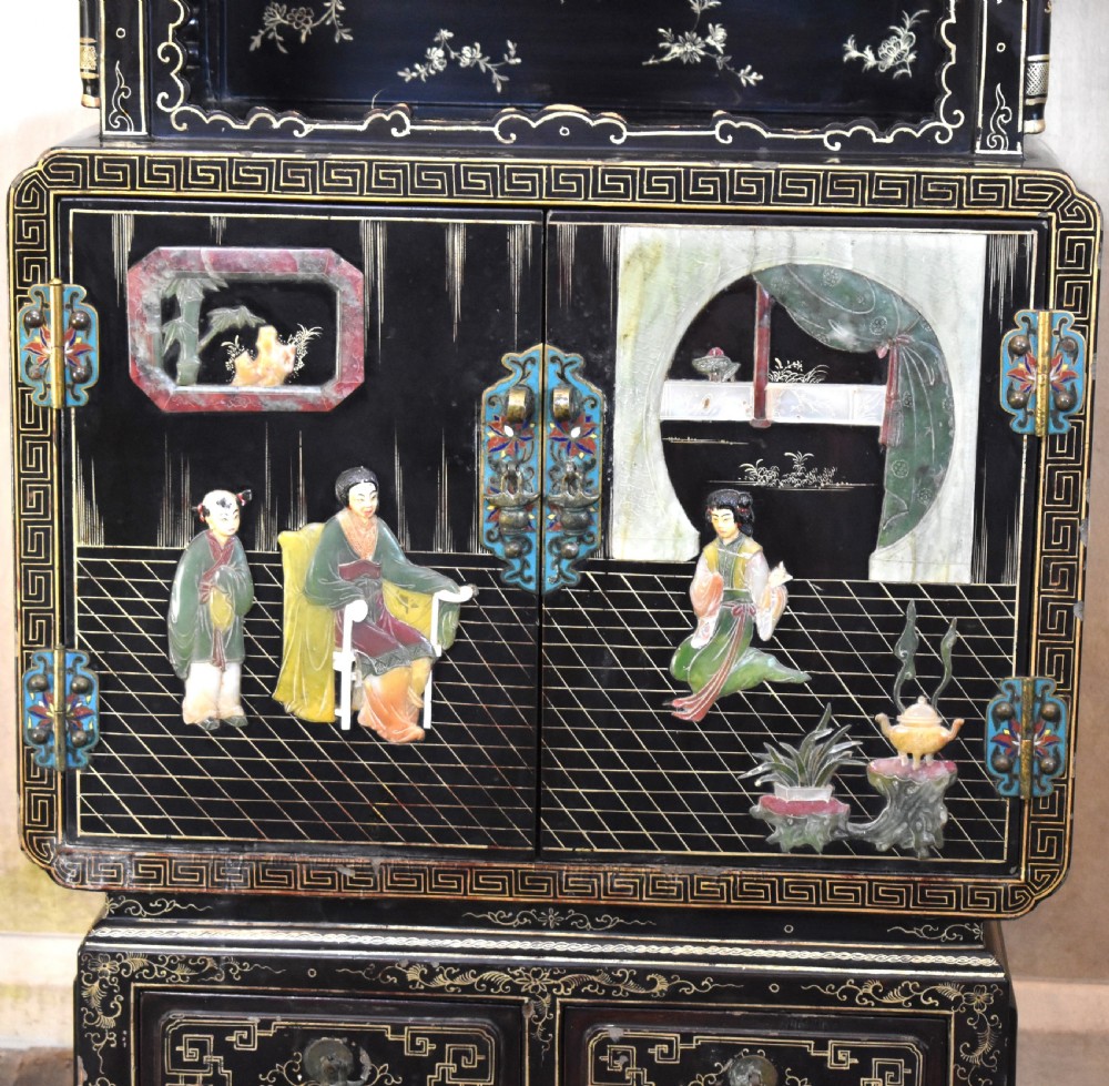Small Chinese inlaid black lacquer cabinet View II