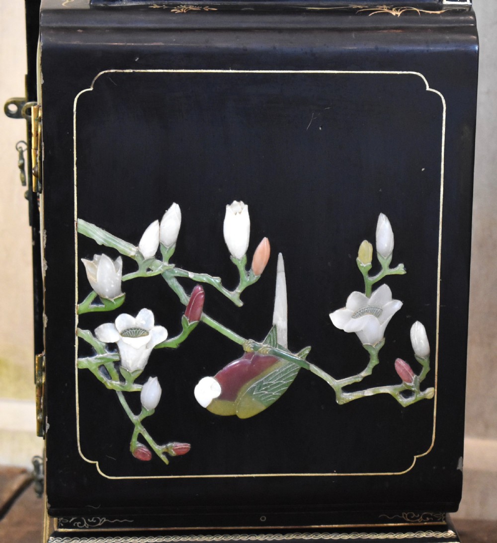 Small Chinese inlaid black lacquer cabinet View III