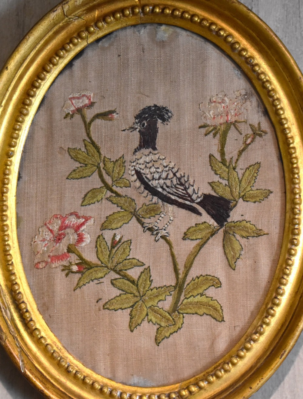 Georgian needlework of a bird by Susannah Cleveland View III