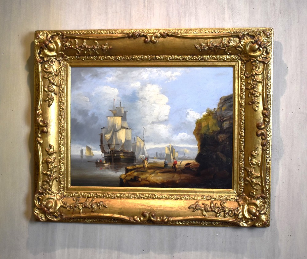 Georgian coastal scene oil painting