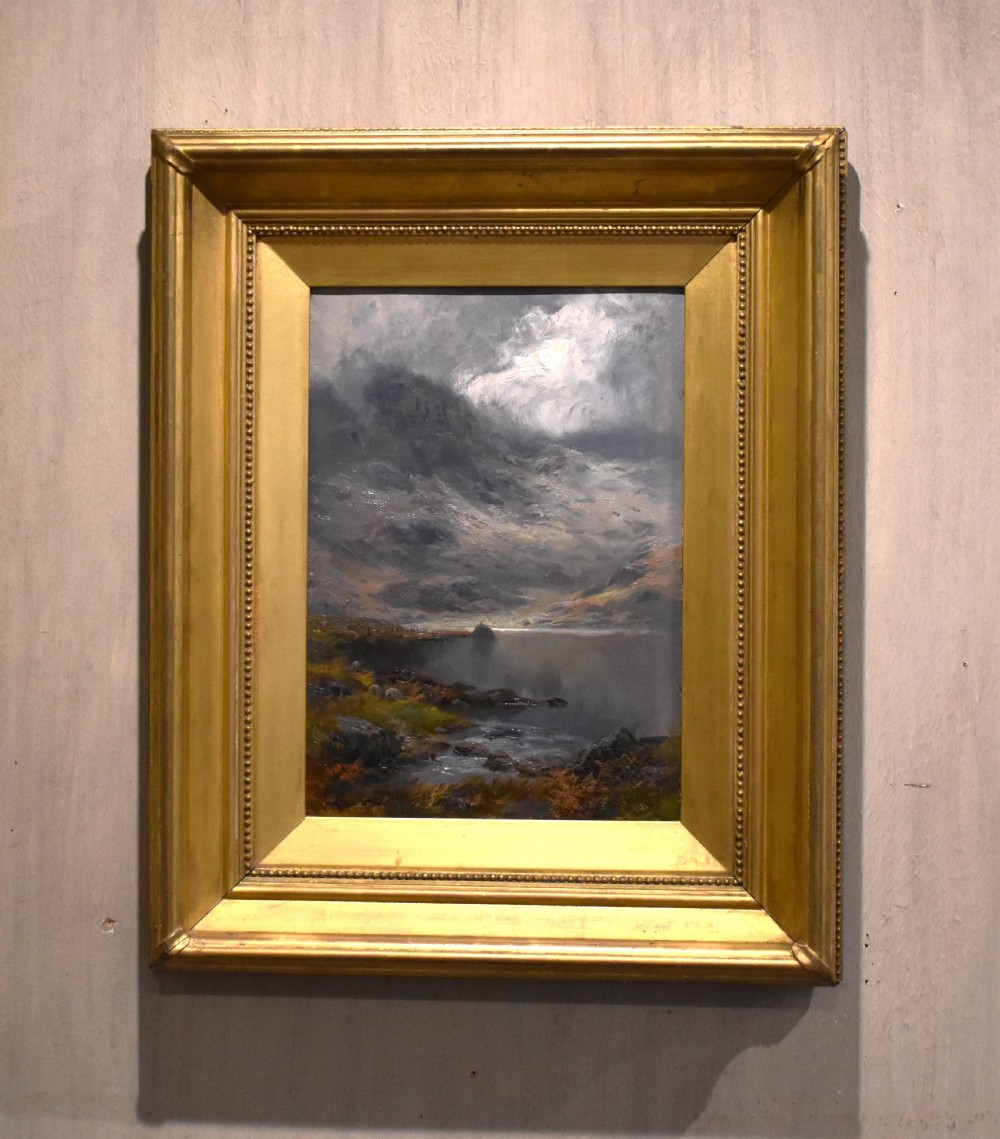 Oil painting of Easedale Tarn by James Henry Crossland