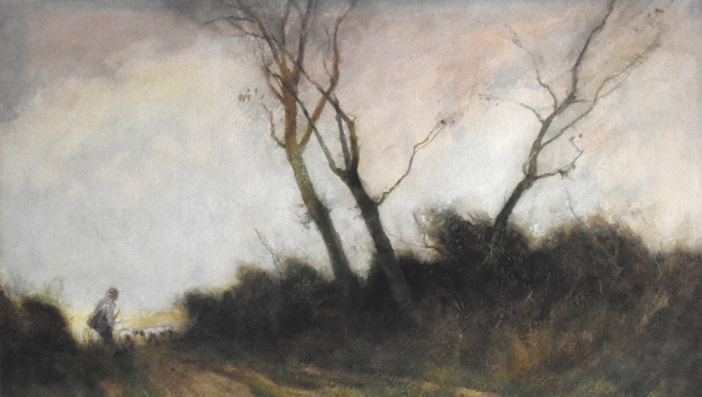 When trees are bare, watercolour by W. Tatton Winter View IV