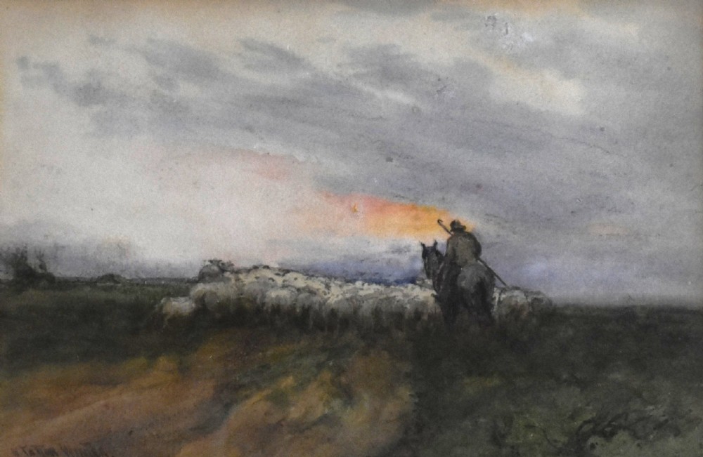 Returning to the fold, watercolour by W. Tatton Winter View IV