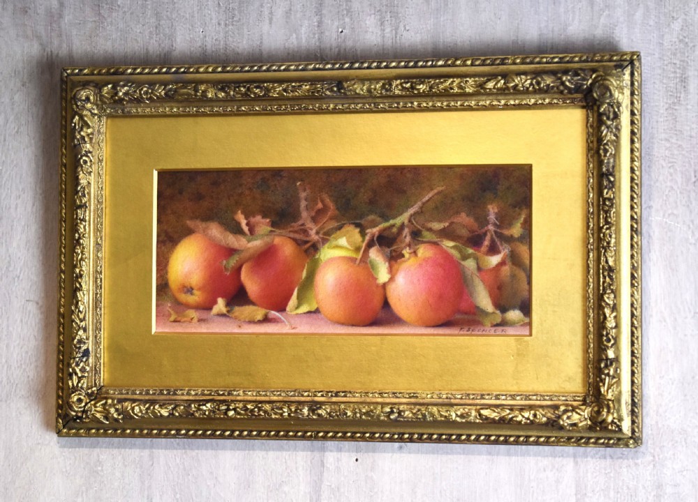 Still life watercolour of apples by Fred Spencer