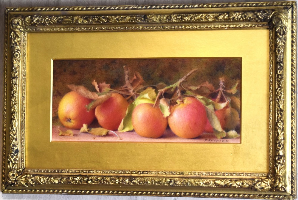 Still life watercolour of apples by Fred Spencer View II