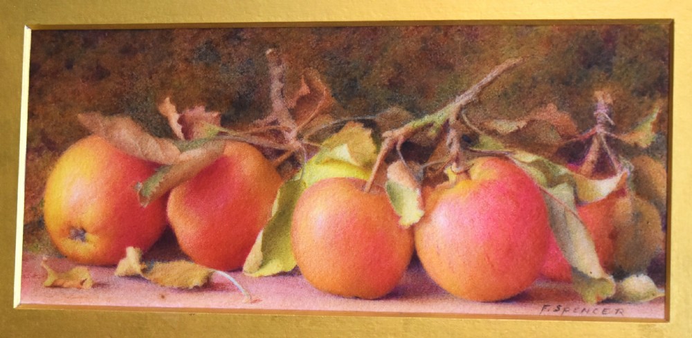 Still life watercolour of apples by Fred Spencer View III