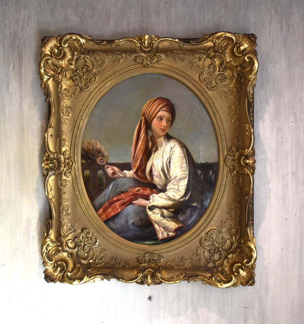 Fine oil portrait of a lady in eastern dress