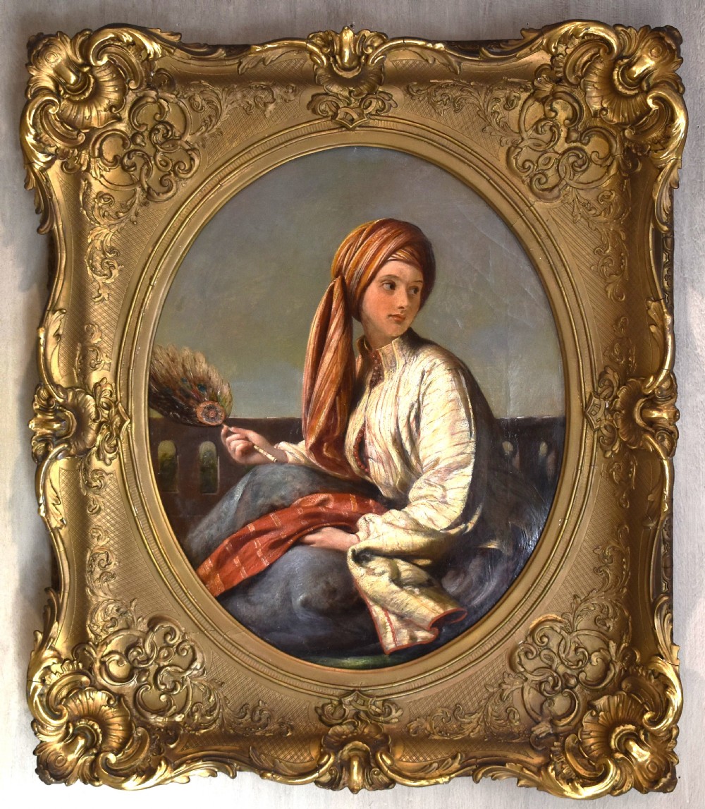 Fine oil portrait of a lady in eastern dress View II