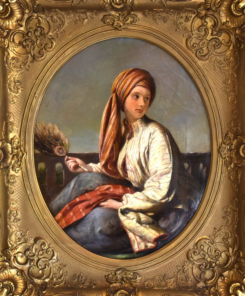 Fine oil portrait of a lady in eastern dress View III