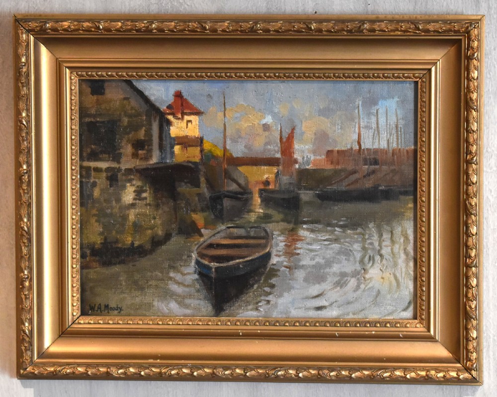 Oil painting of Polperro harbour, Cornwall View II
