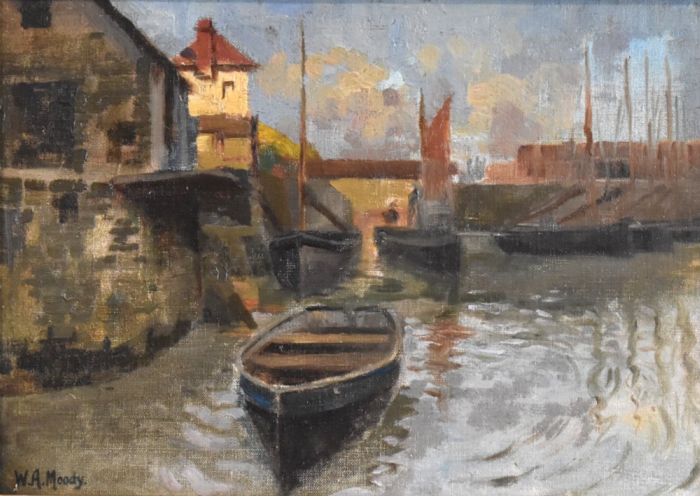 Oil painting of Polperro harbour, Cornwall View IV