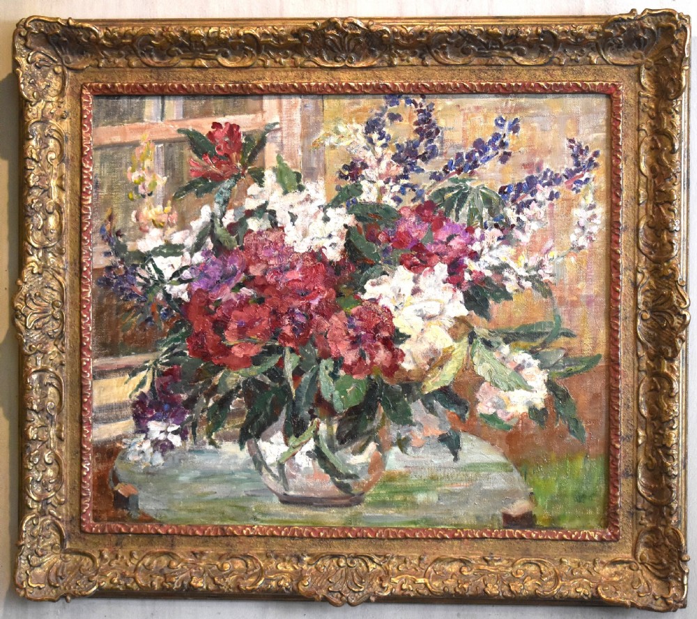 Still life oil of flowers by Adele Martin View II