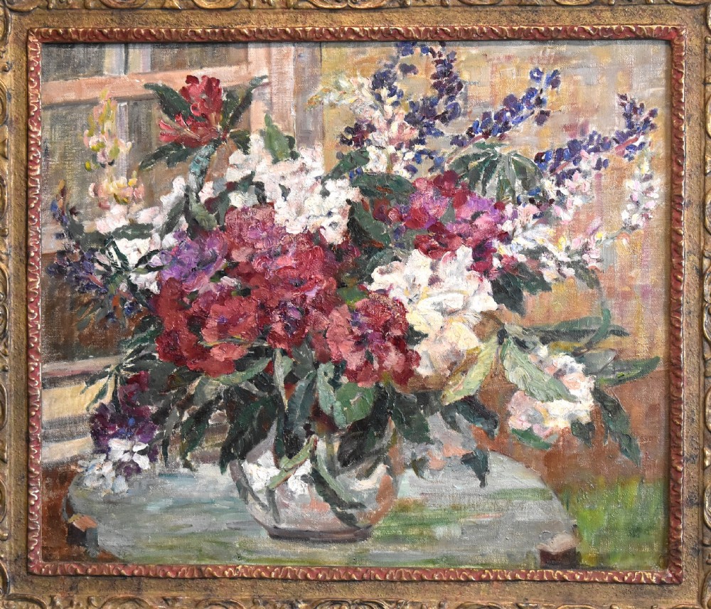 Still life oil of flowers by Adele Martin View III